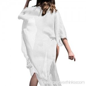 Minisoya Women 3 4 Sleeve Bikini Cover Up Casual Loose Chiffon Shawl Kimono Cardigan Summer Beach Dress Beachwear White B07BXFSSNH